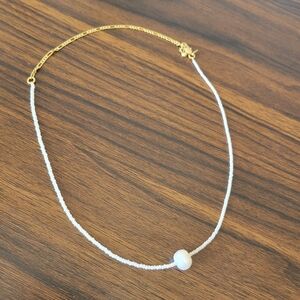 VANESSA MOONEY // white pearl beaded choker short necklace